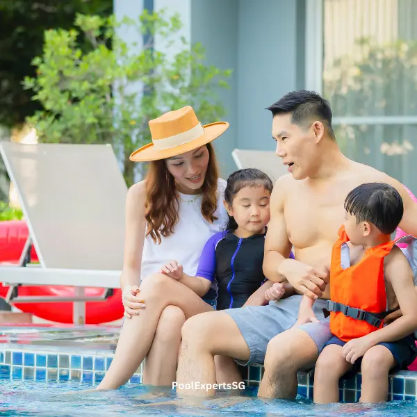 Family enjoying their clean pool